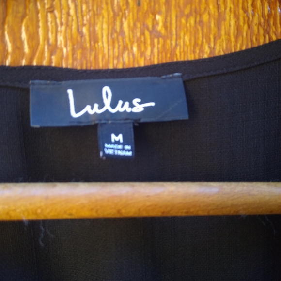 Lulu's Black Simple Little Ruffle Babydoll Wrap Cross Synched Dress Size Medium - Picture 8 of 13